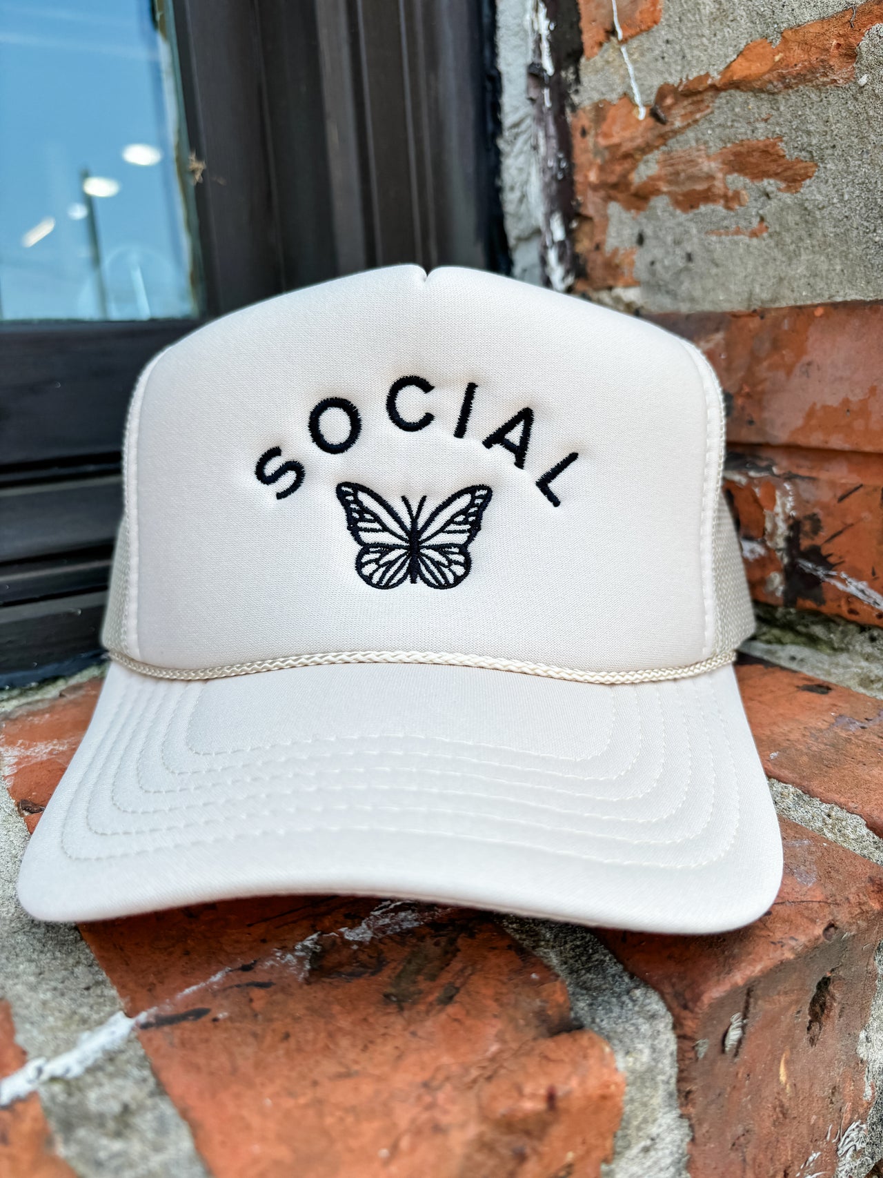 Social Butterfly Foam Hat- Tan
