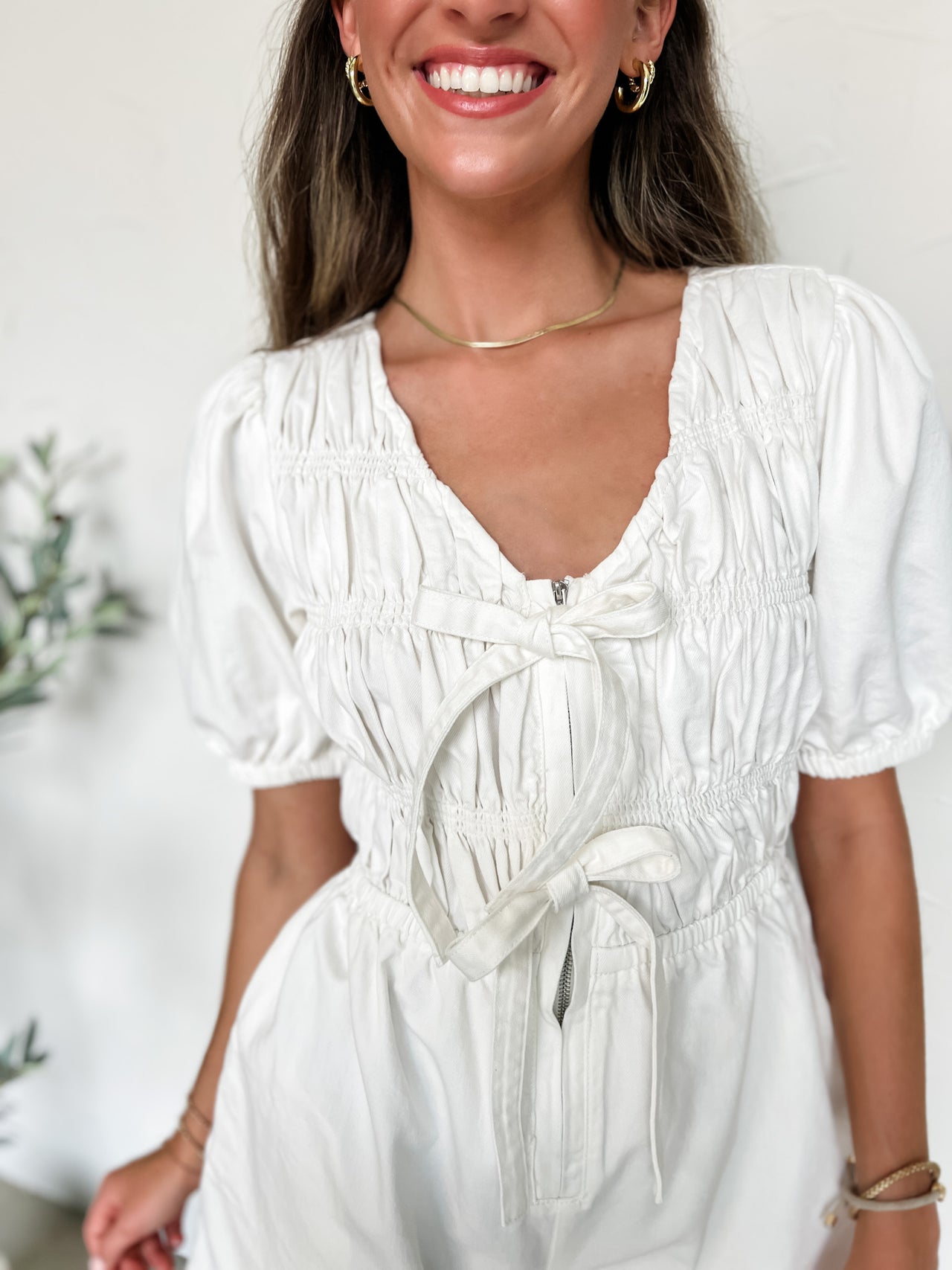Love This Look Front Tie Denim Romper