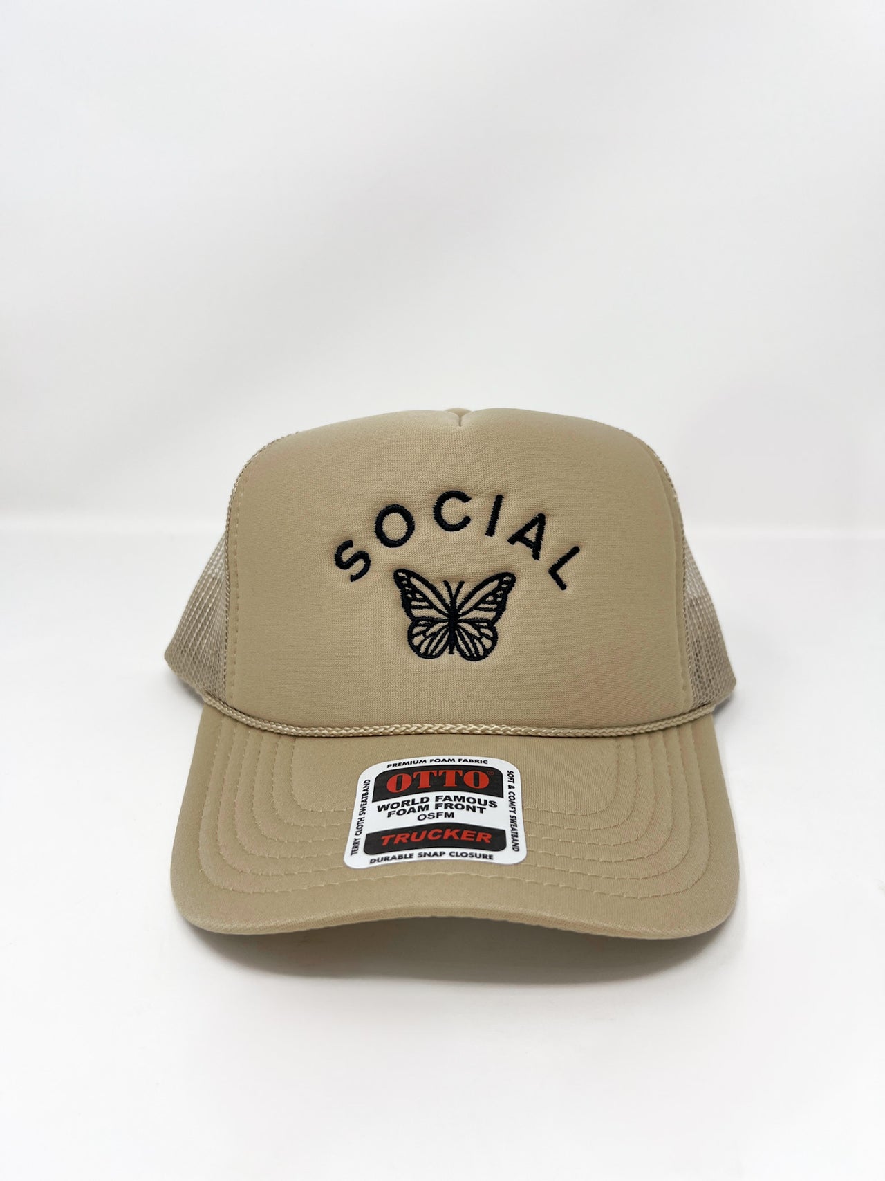 Social Butterfly Foam Hat- Tan