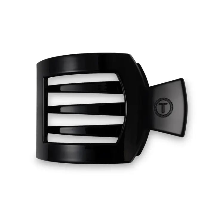 Jet Black Square Flat Hair Clip- Medium