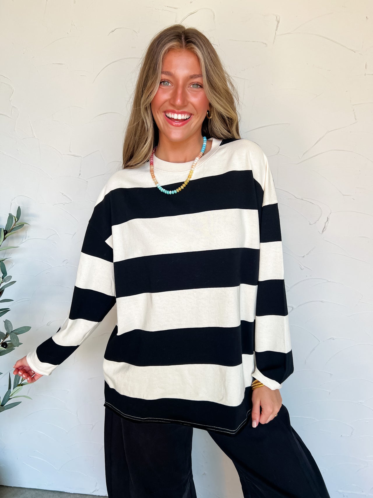 You Get Me Striped Knit Crewneck Sweatshirt