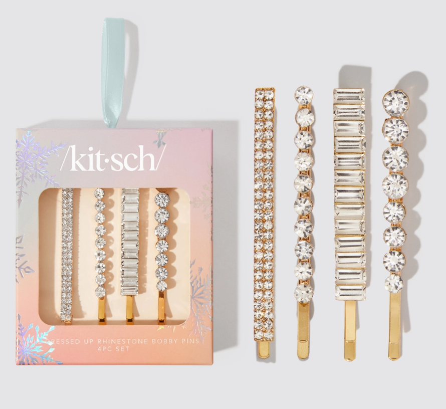 Holiday All Dressed Up Rhinestone Bobby Pins 4pc Set