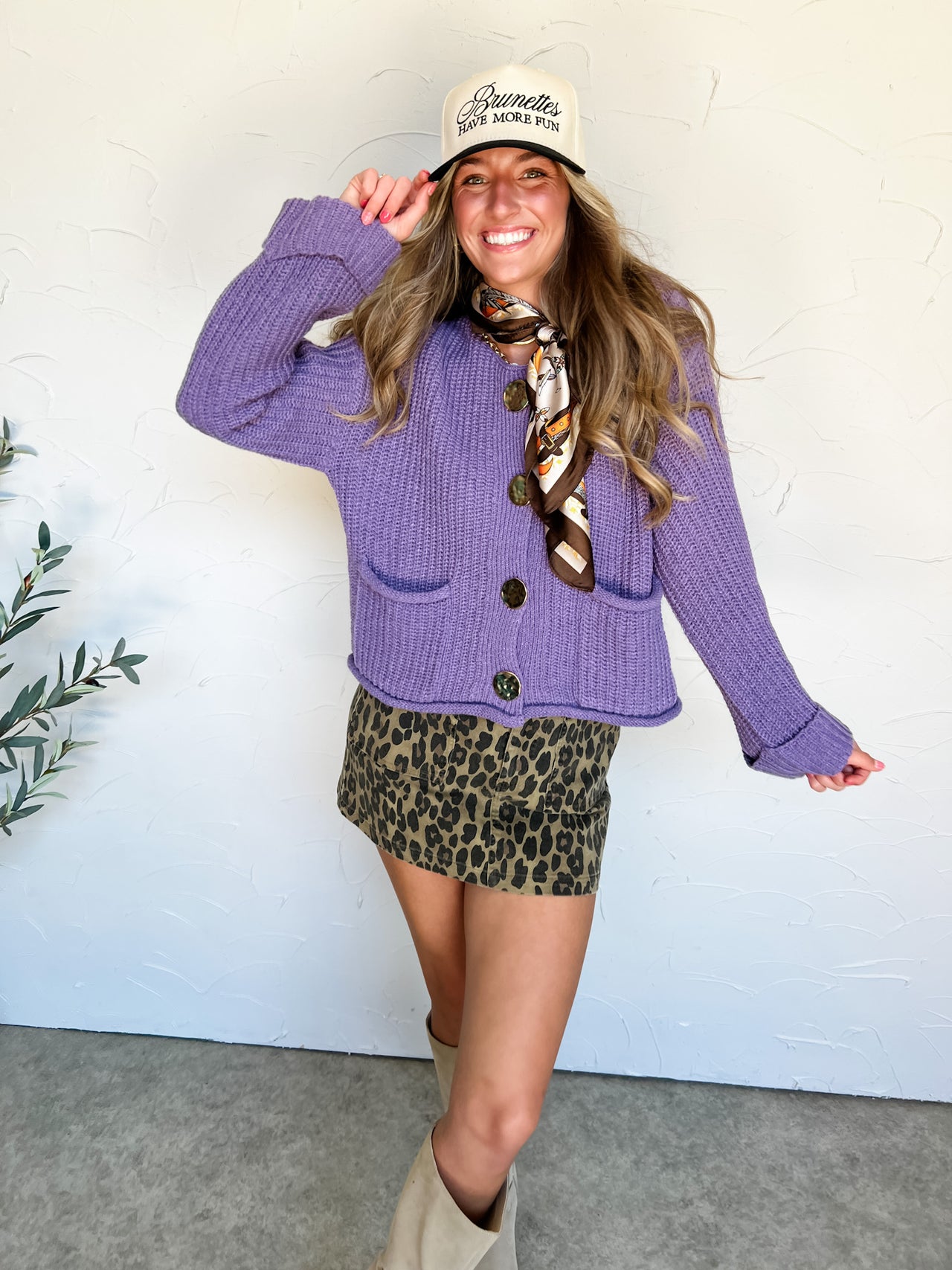 Don't Blink Gold Button Pocket Cardigan- Dusty Lavender