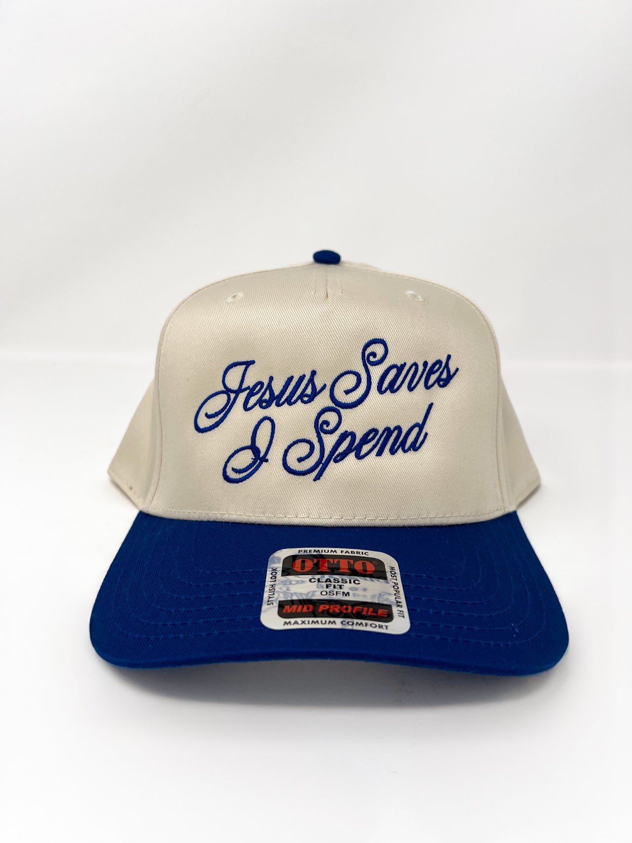 Jesus Saves I Spend Cap- Blue