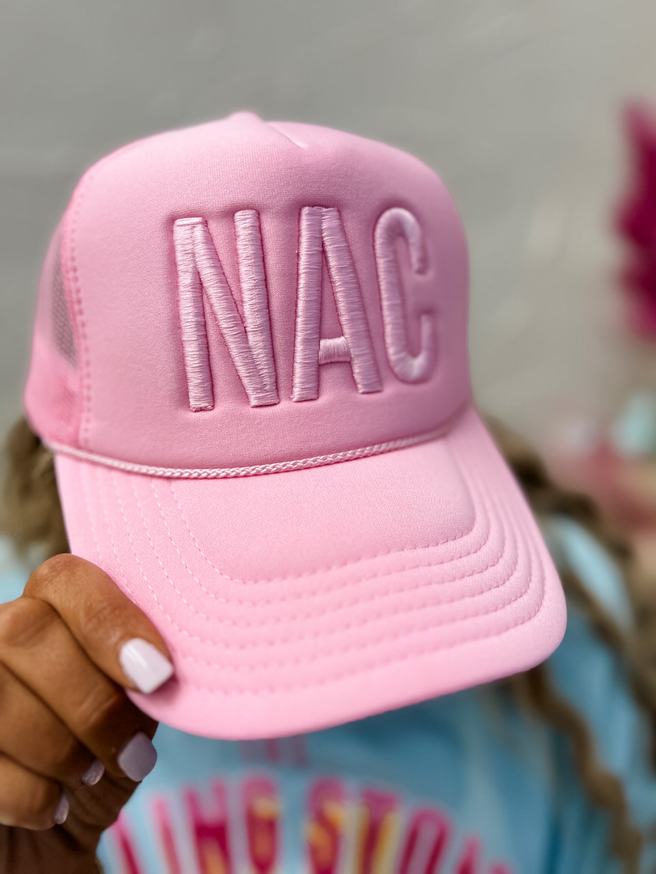 NAC Embroidered Puff Hat- Pink