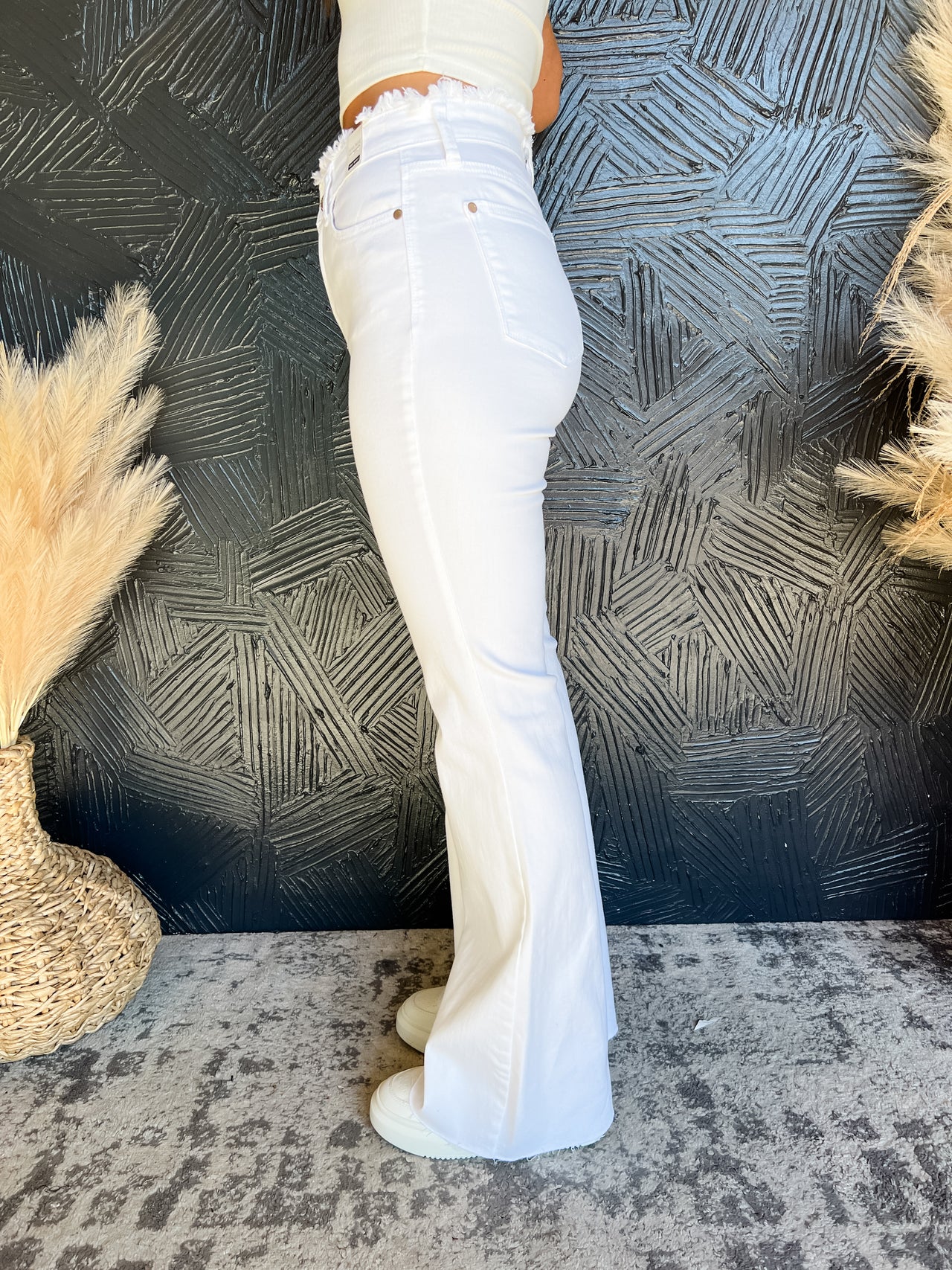 White High Waisted Bootcut Jeans