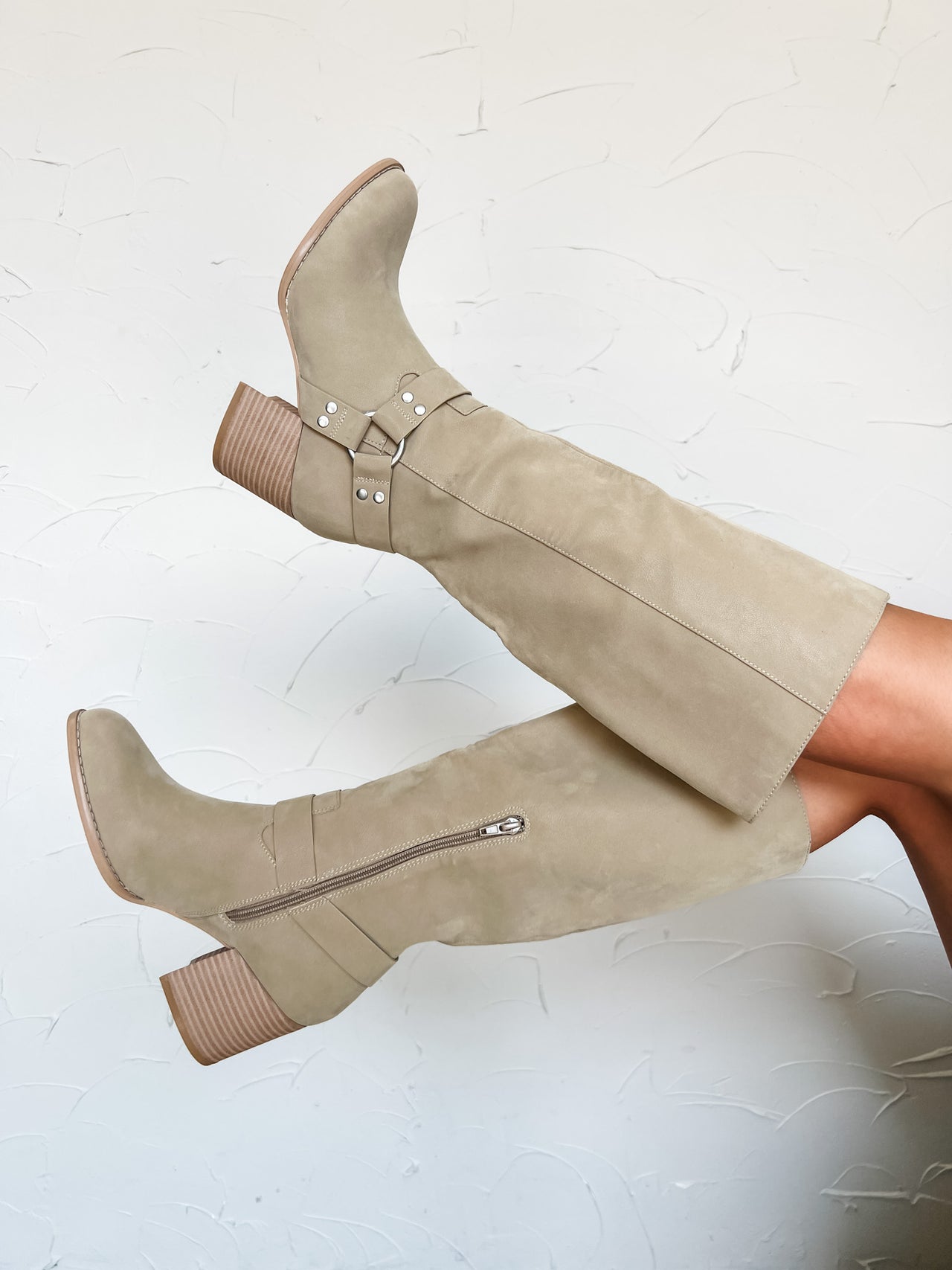 The Hollie Knee High Bucket Boot- Taupe