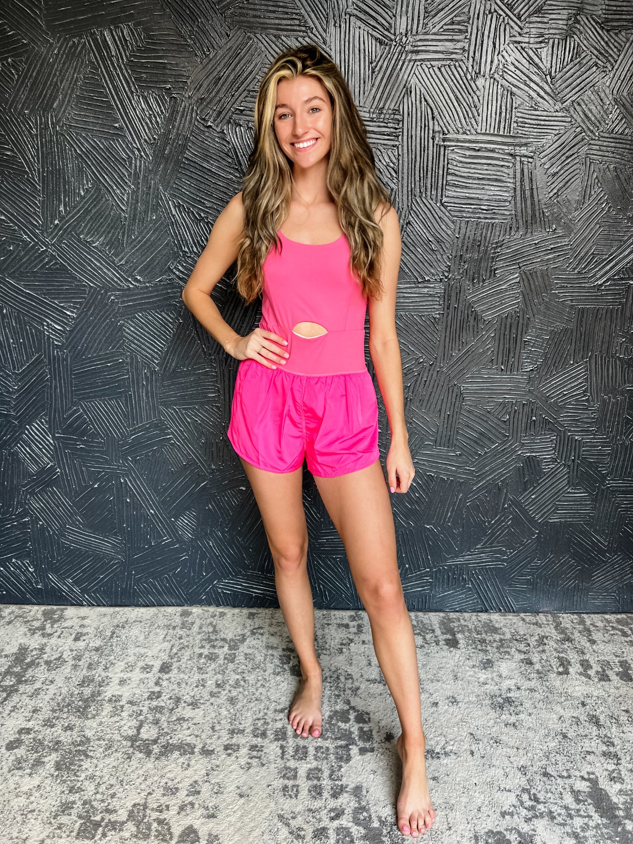 Come With Me Pink Athletic Romper