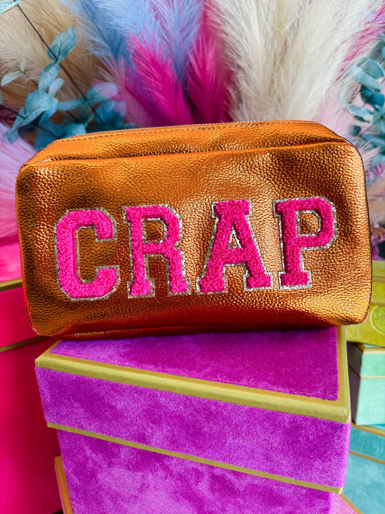 Metallic Orange Crap Leather Bag