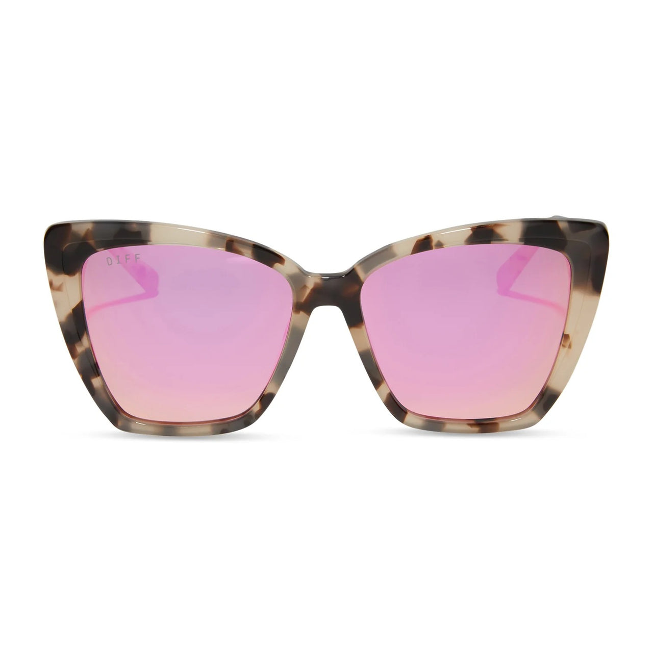 {DIFF} Becky ii - cream tortoise + pink mirror sunglasses