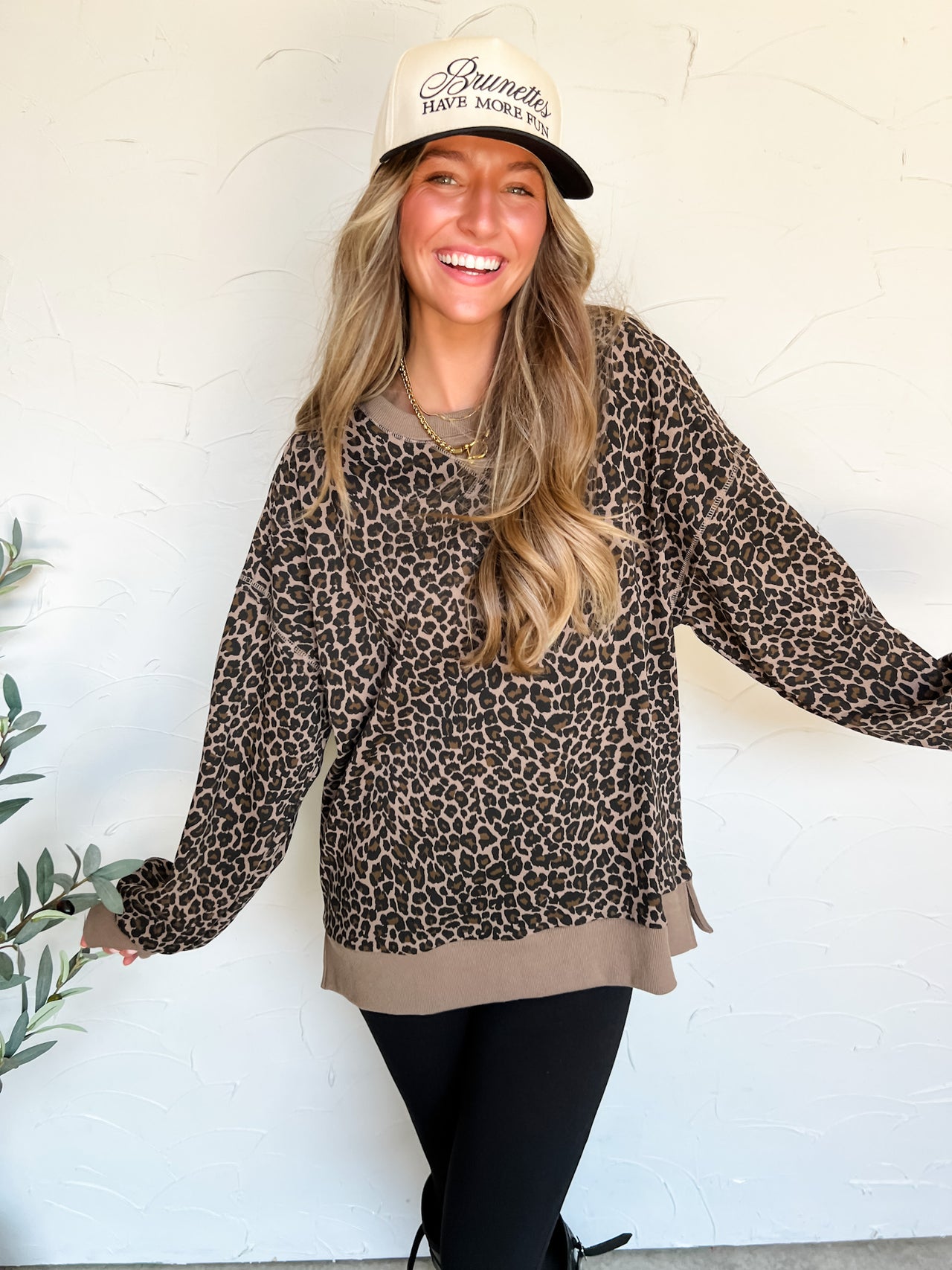 My Kind Of Vibe Knit Casual Top- Cocoa Leopard