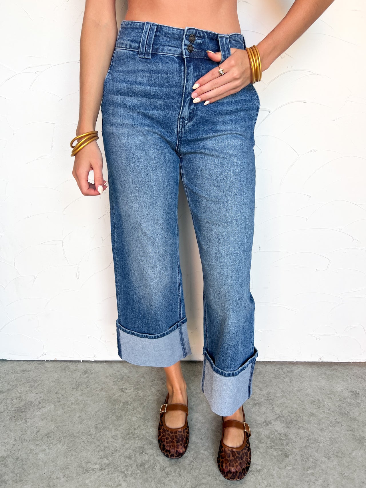 Keep It Minimal Straight Leg Cuff Jeans