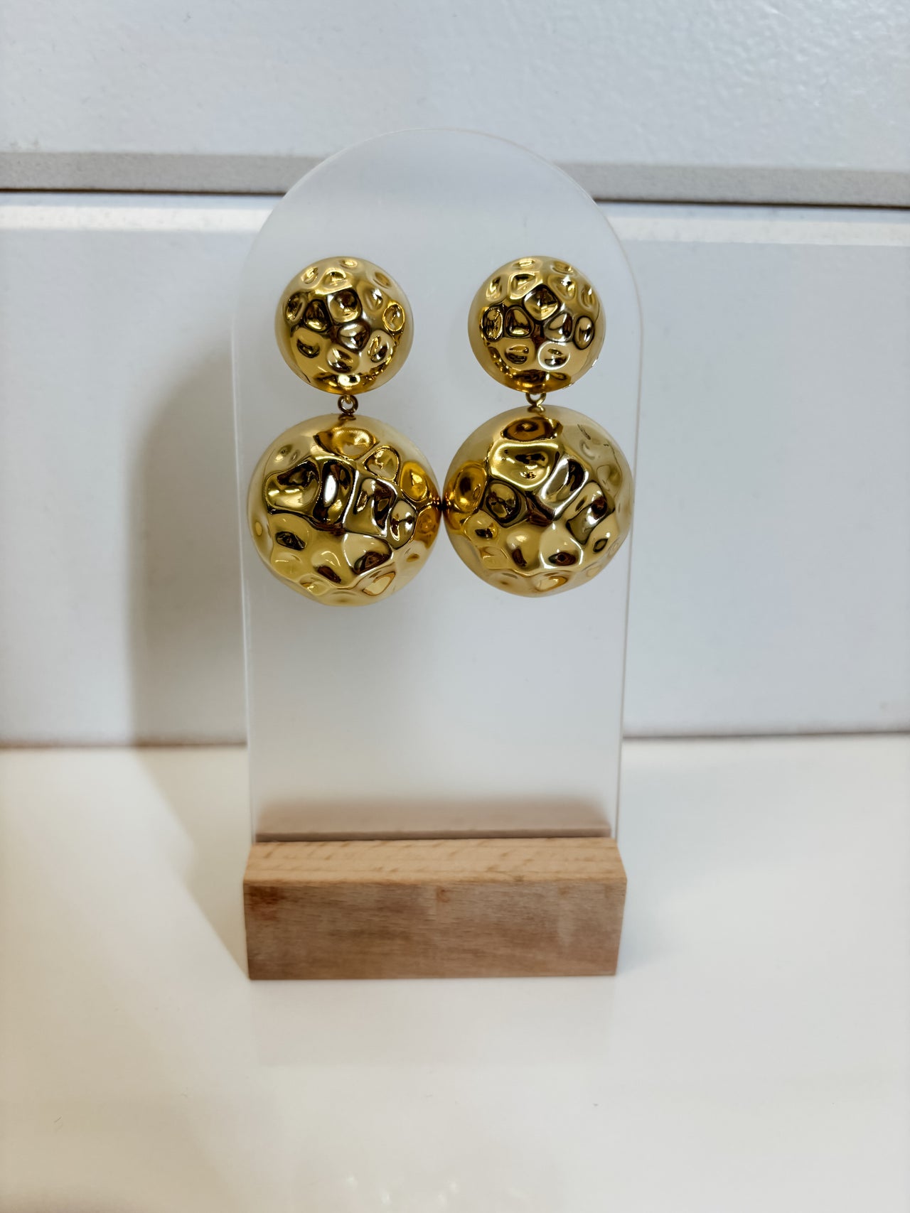 Mallorie Gold Layered Hammered Round Earrings