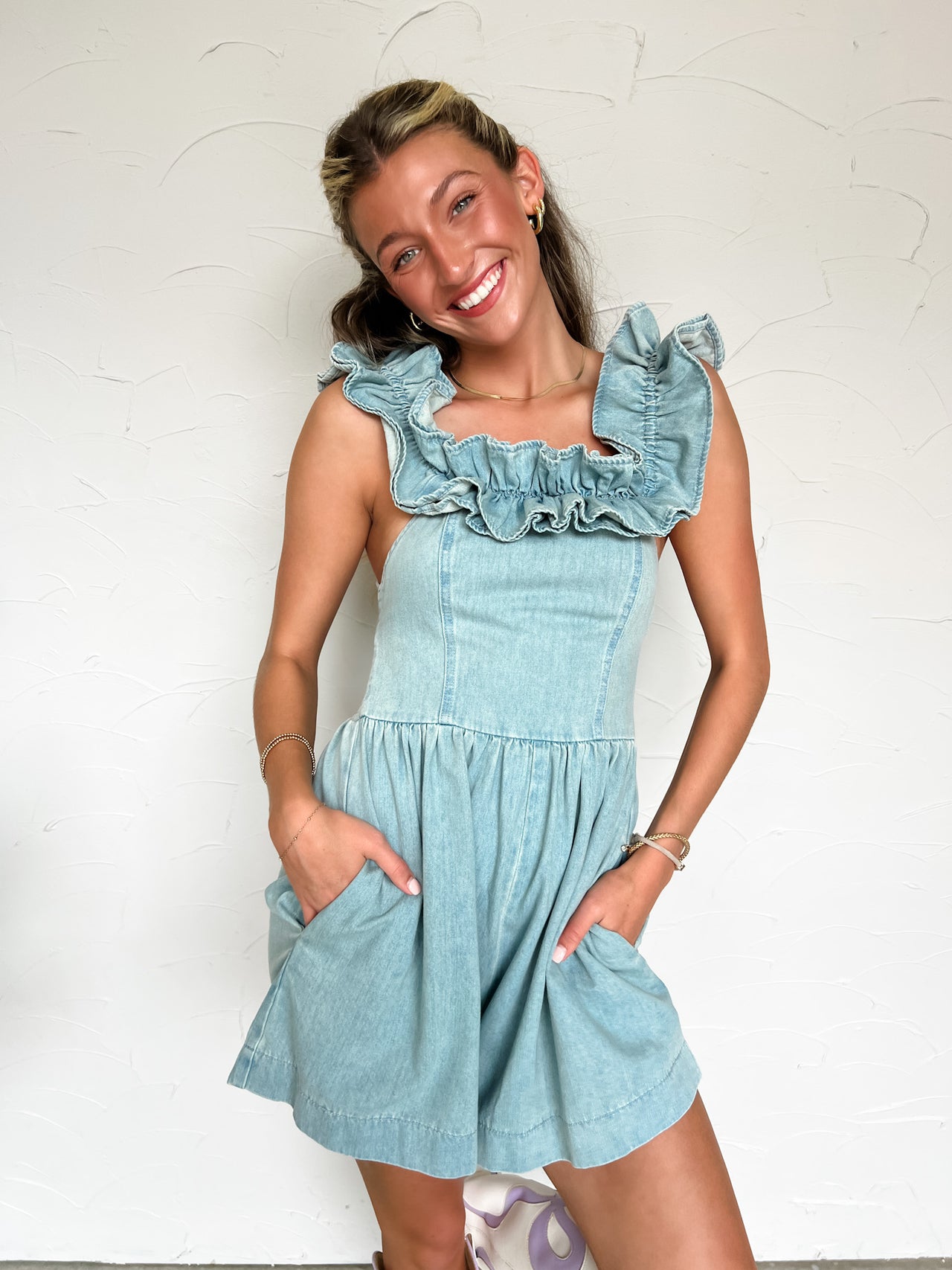 Find You Well Washed Denim Romper