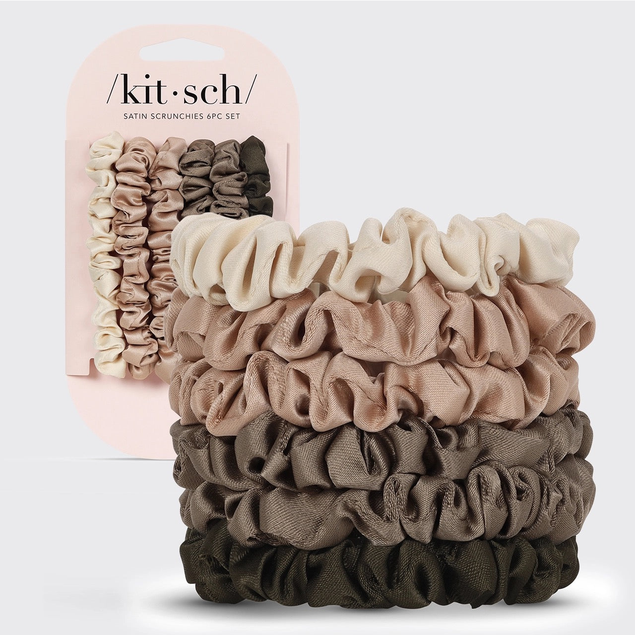Ultra Petite Satin Scrunchies 6pc- Eucalyptus