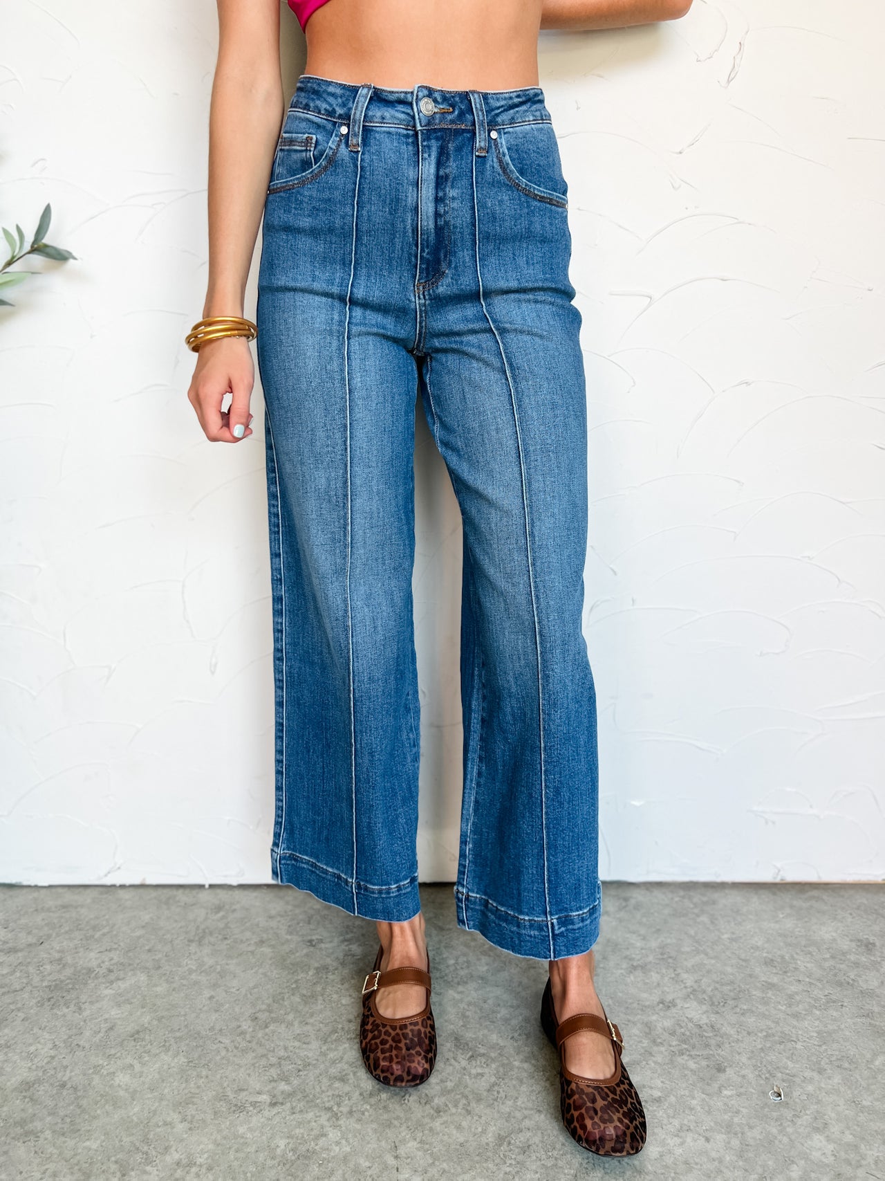 Prettiest Wish High Rise Wide Leg Jeans- Medium Wash