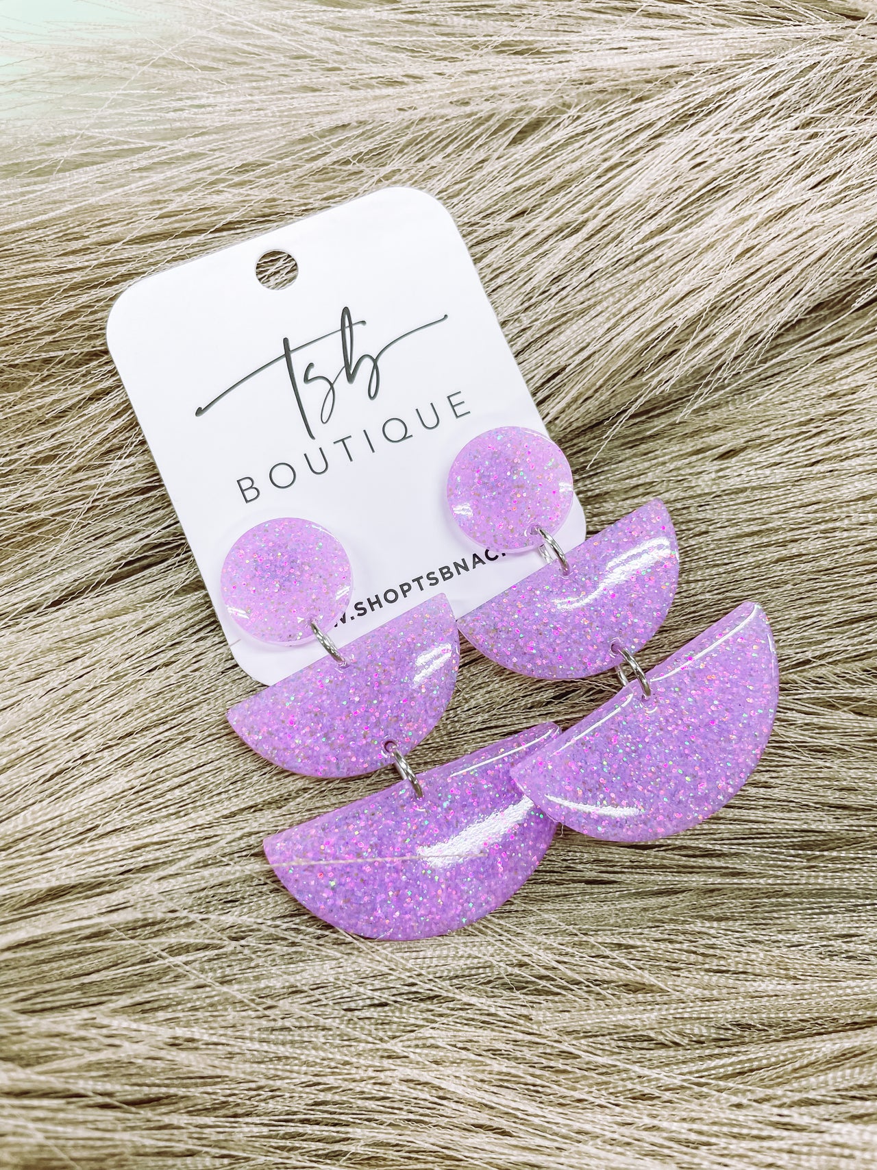 Glitter Semi Circle Stack Earrings- Lavender Ice