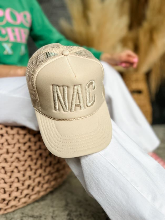 NAC Embroidered Puff Hat- Natural