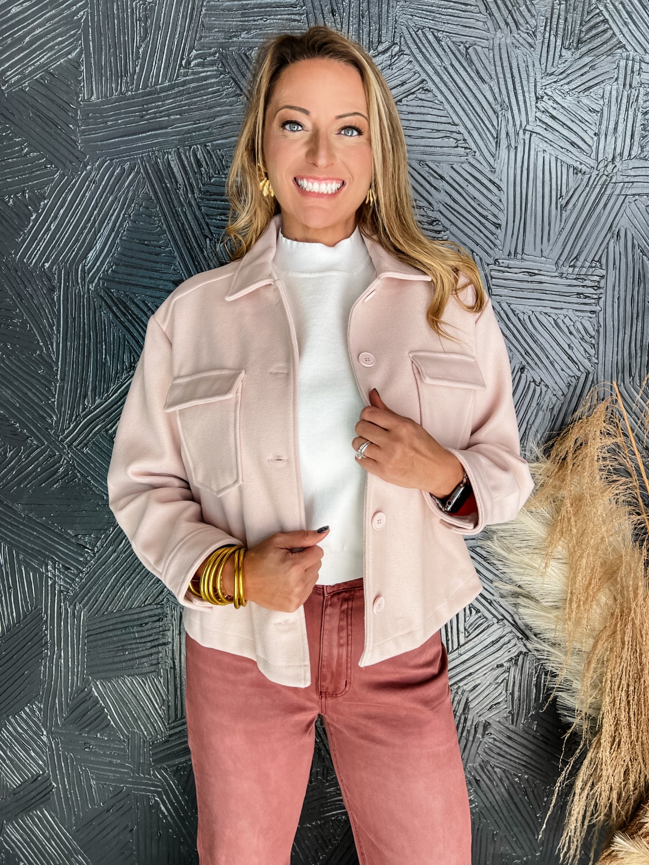 Embrace The Season Chic Jacket- Dusty Pink