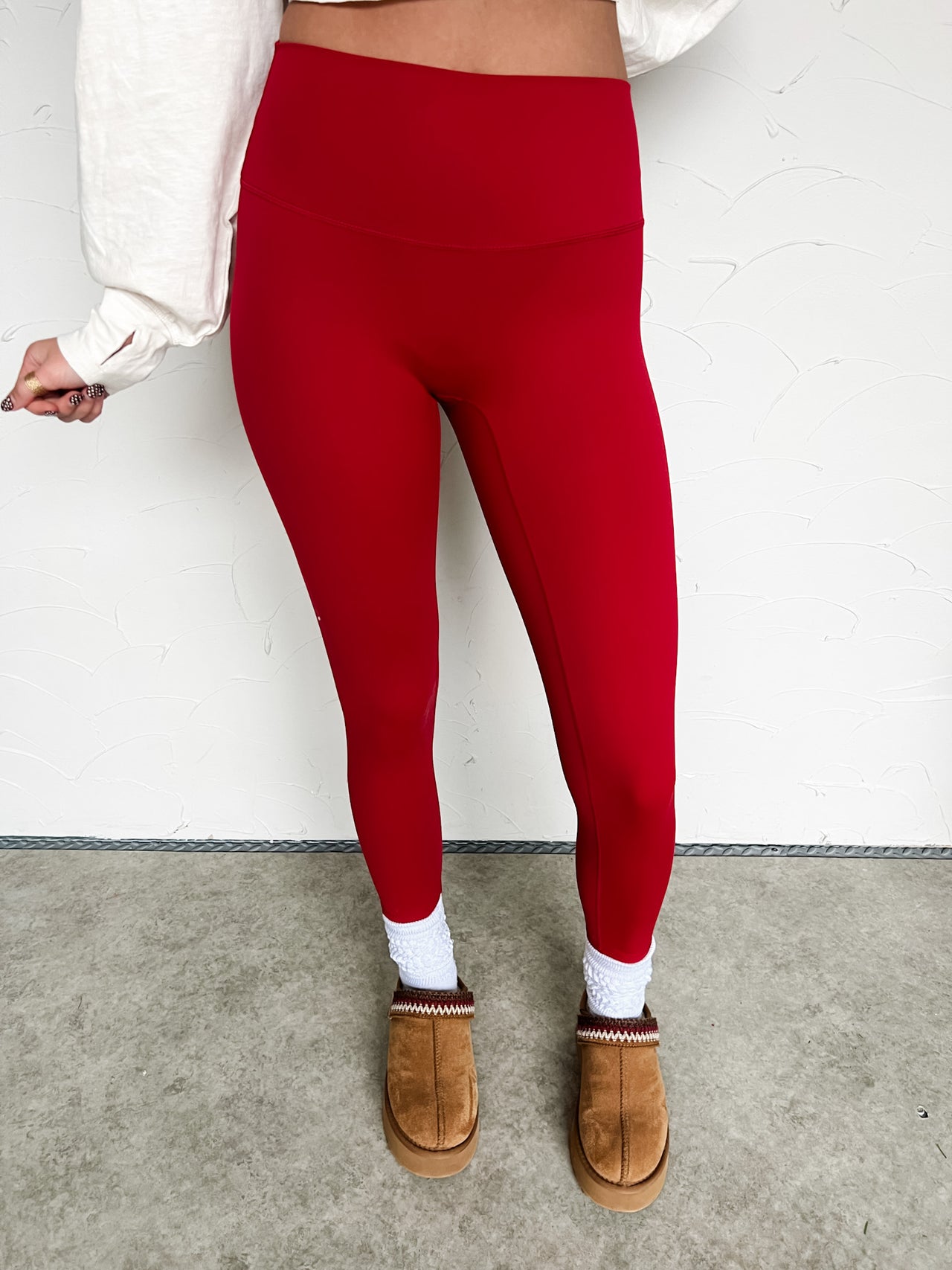 Don't Mind If I Do  High Rise Leggings- Cherry