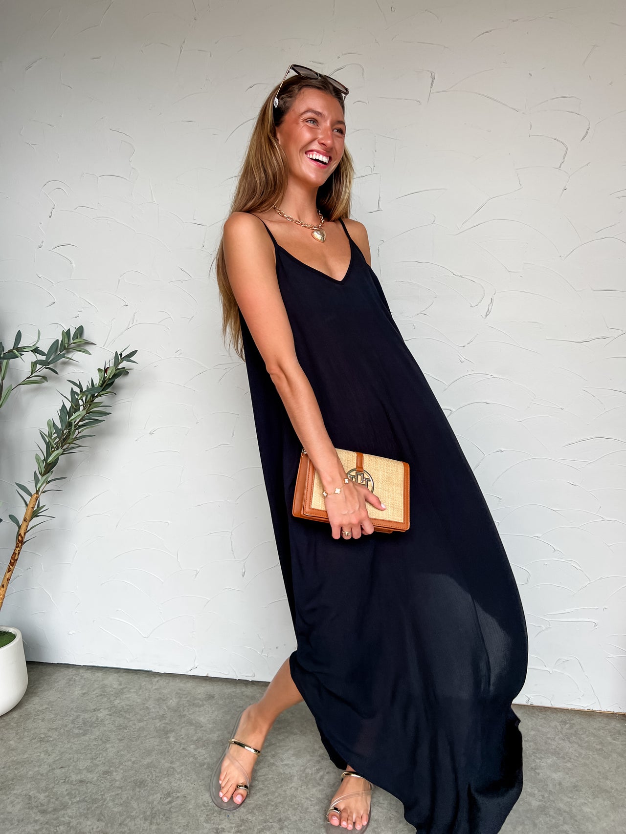 Stay Beachside Cami Maxi Dress- Black