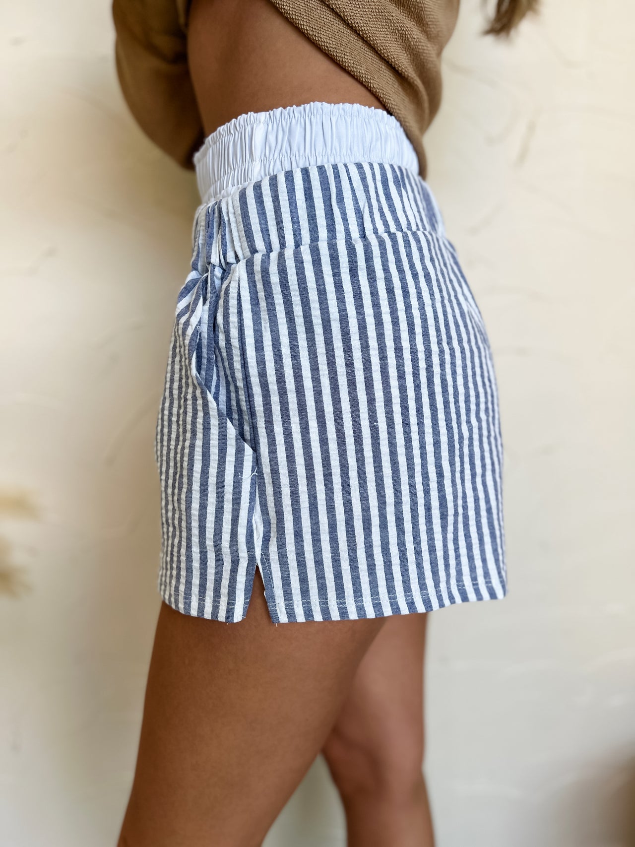 Life Story Stripe Boxer Shorts- Navy