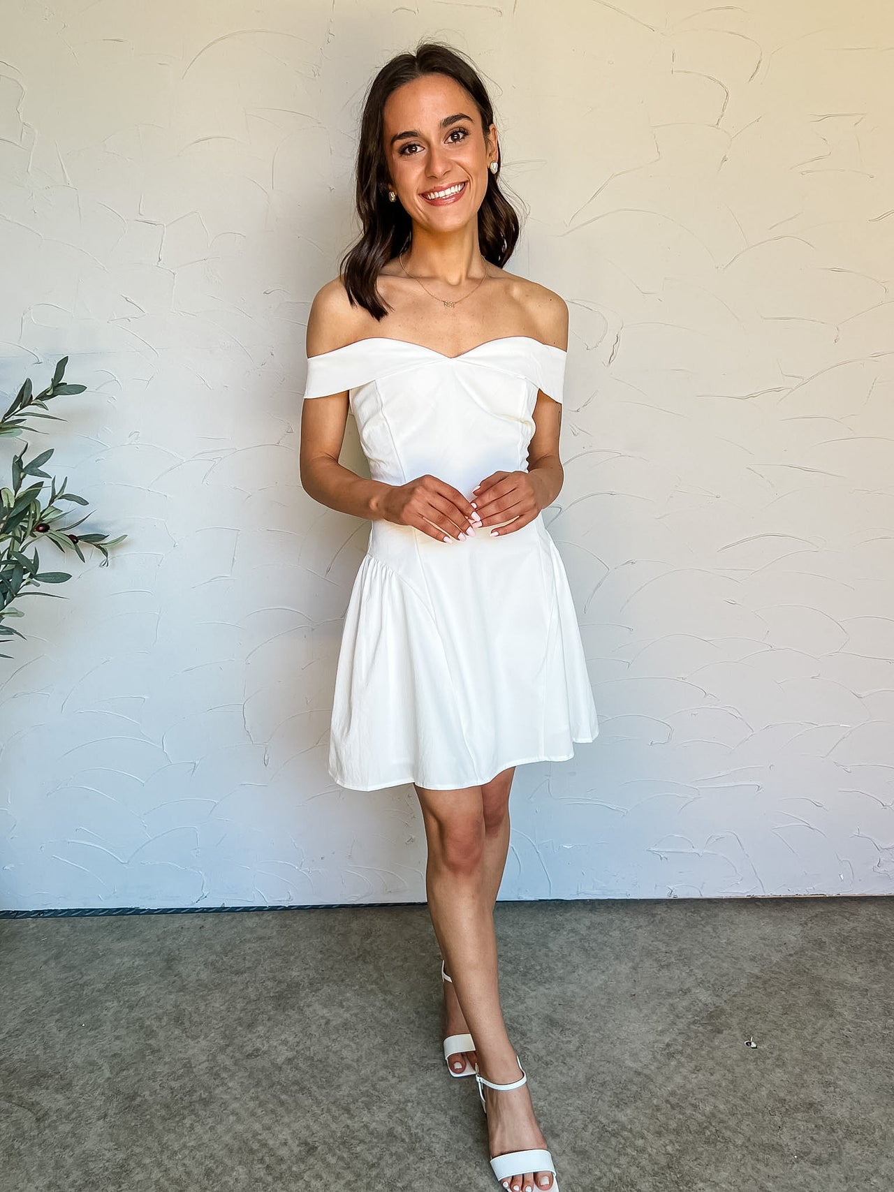 I Know You're Waiting Off Shoulder Mini Dress