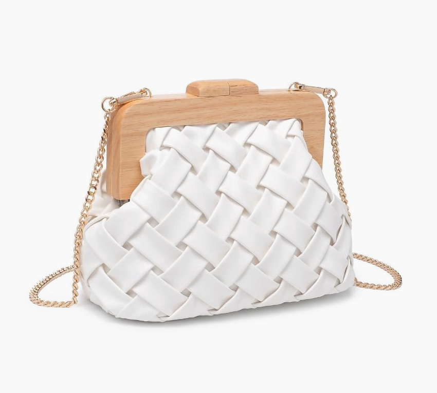 Matilda Woven Clutch- White
