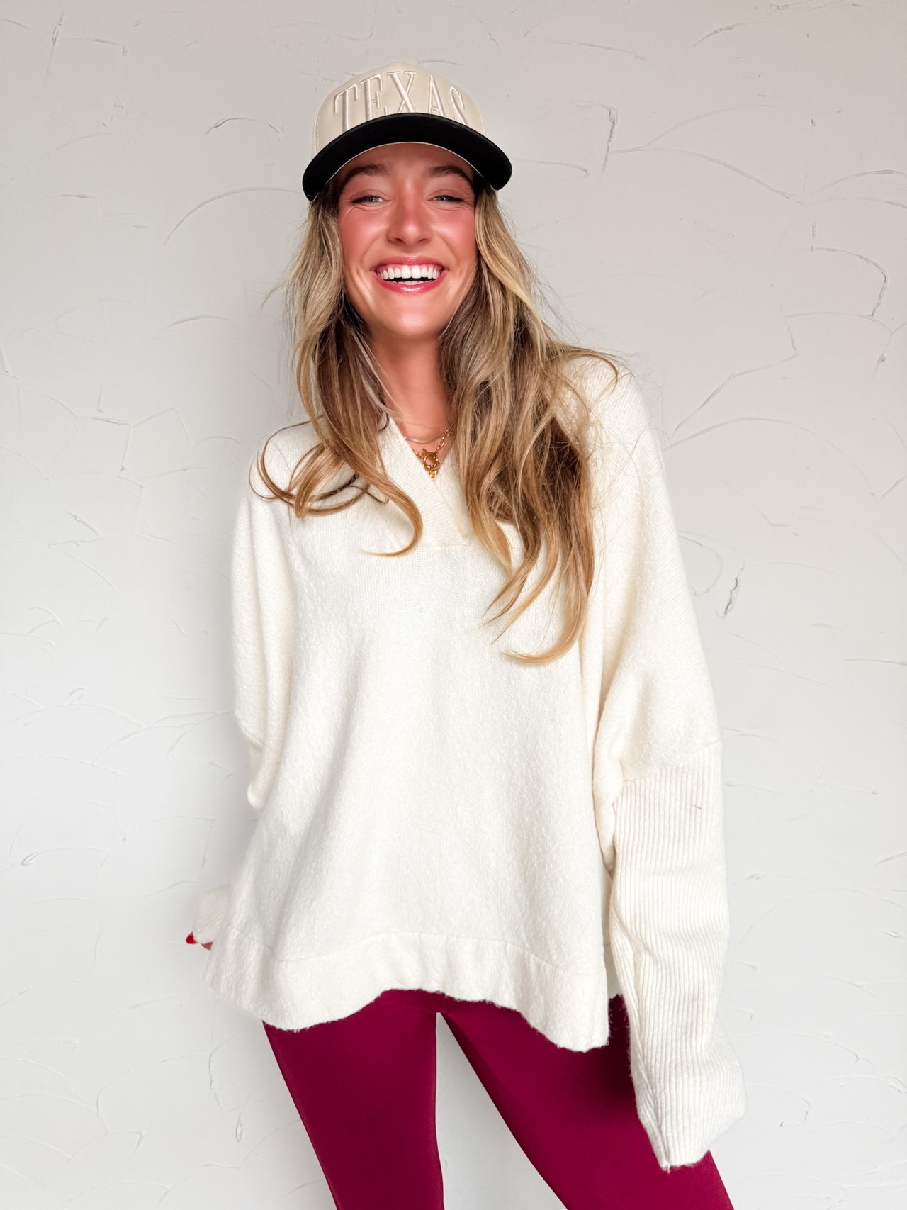 Never Too Late Knit V Neck Sweater