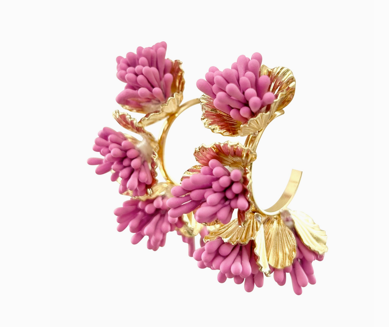 {Gemelli} Maxine Floral Hoop Earring - Hot Pink