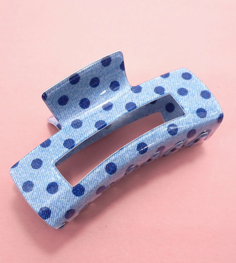 Blue Polka Dot Hair Claw