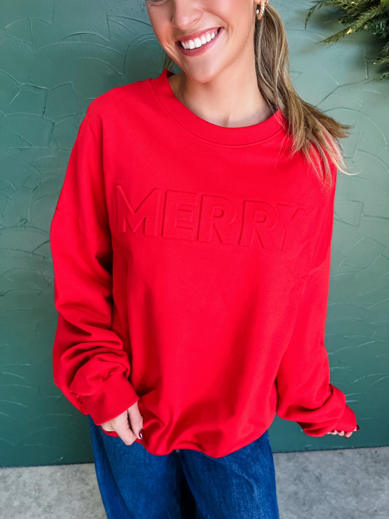 Merry Embossed Sweatshirt