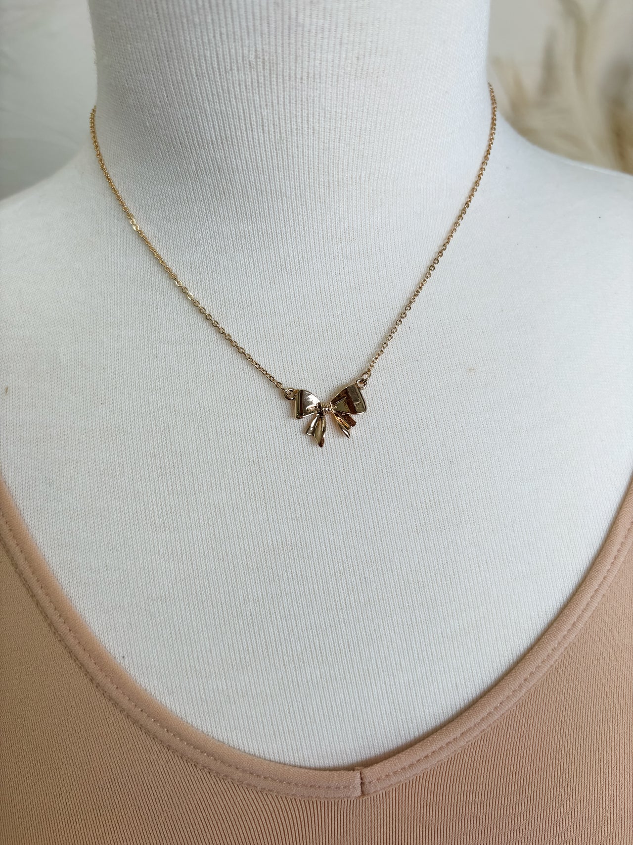 Deanna Gold Mini Bow Ribbon Necklace
