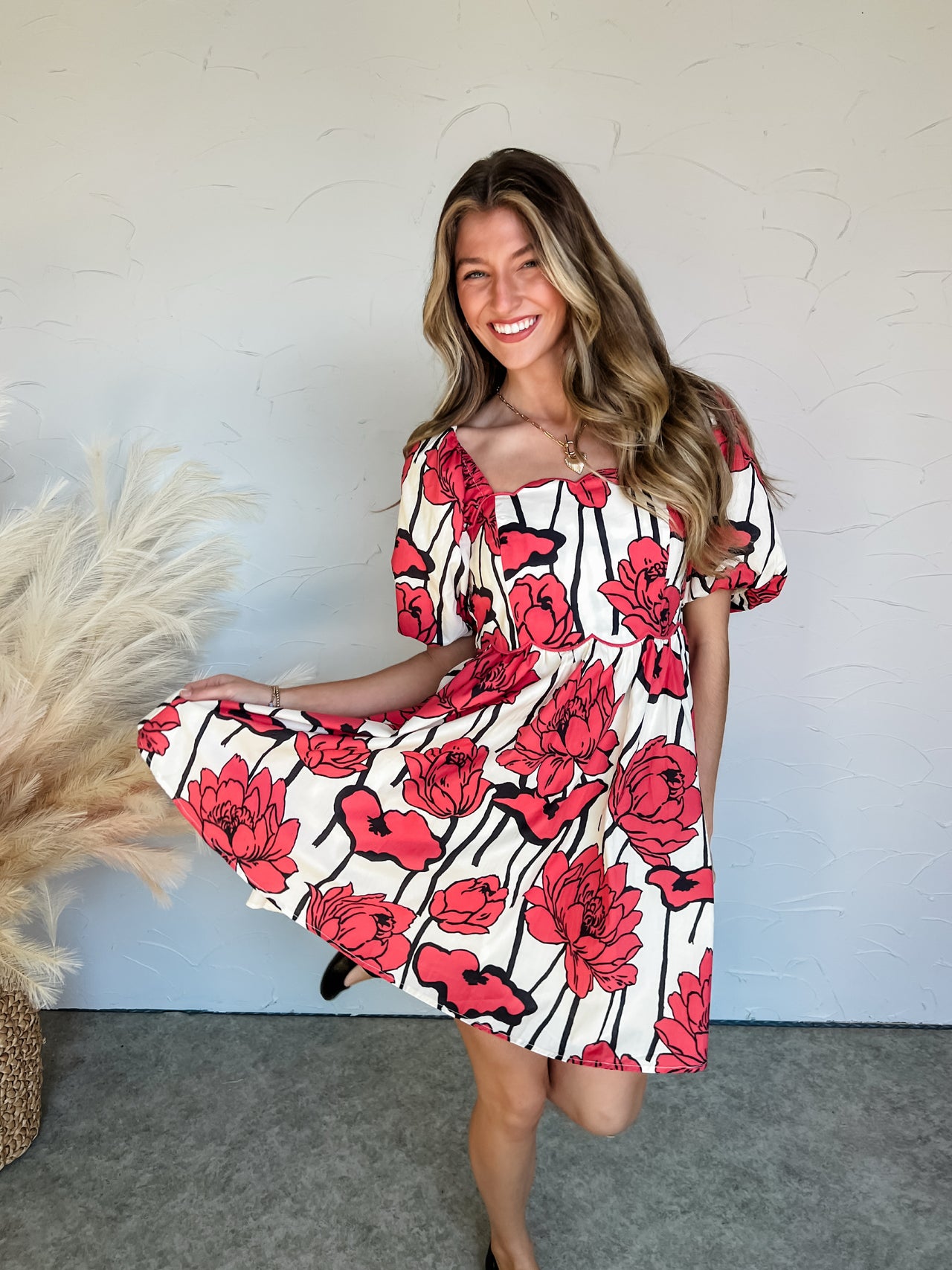 Awaken New Floral Print Dress- Red