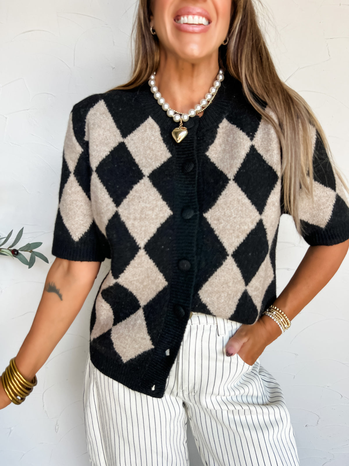 Black Diamonds Button Down Cardigan