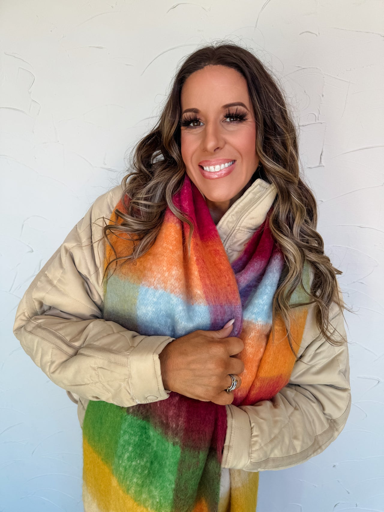 Brenda Chunky Plaid Mohair Scarf