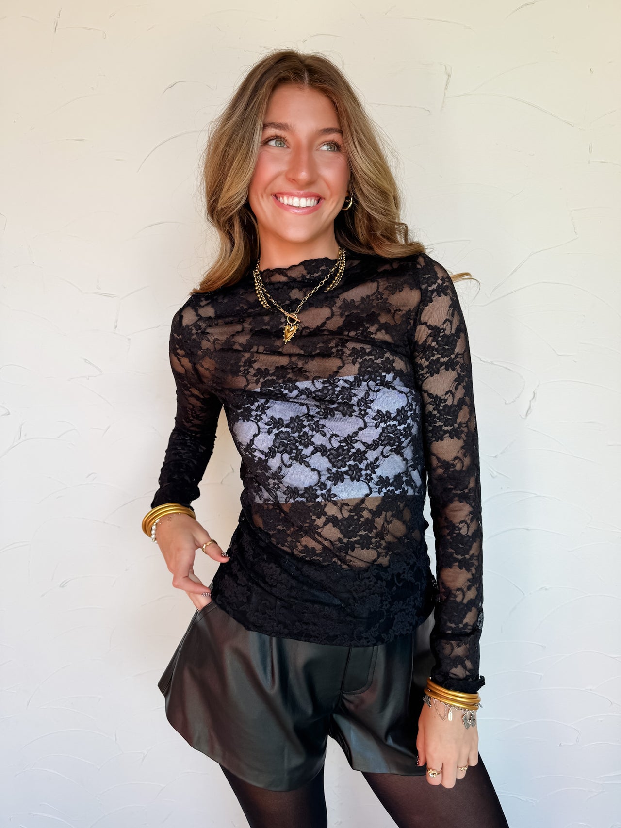 Bold Dreams Semi Sheer And Frilled Top- Black