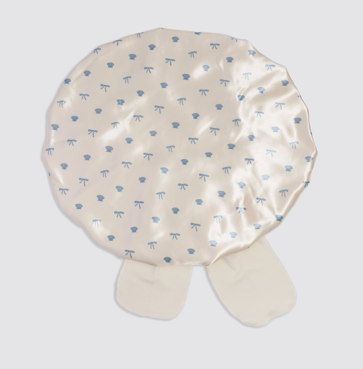 Oversized Satin Bonnet - Pearlized Cream & Coastal Blue Print