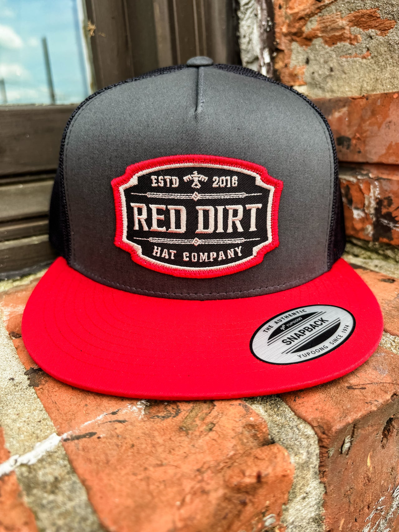 Tombstone Hat- Red/Charcoal/Black