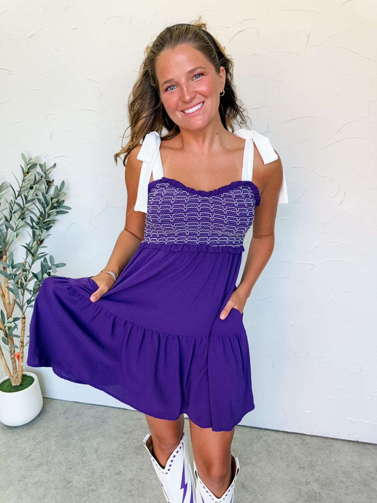 Feeling Great Bow Tie Tiered Dress