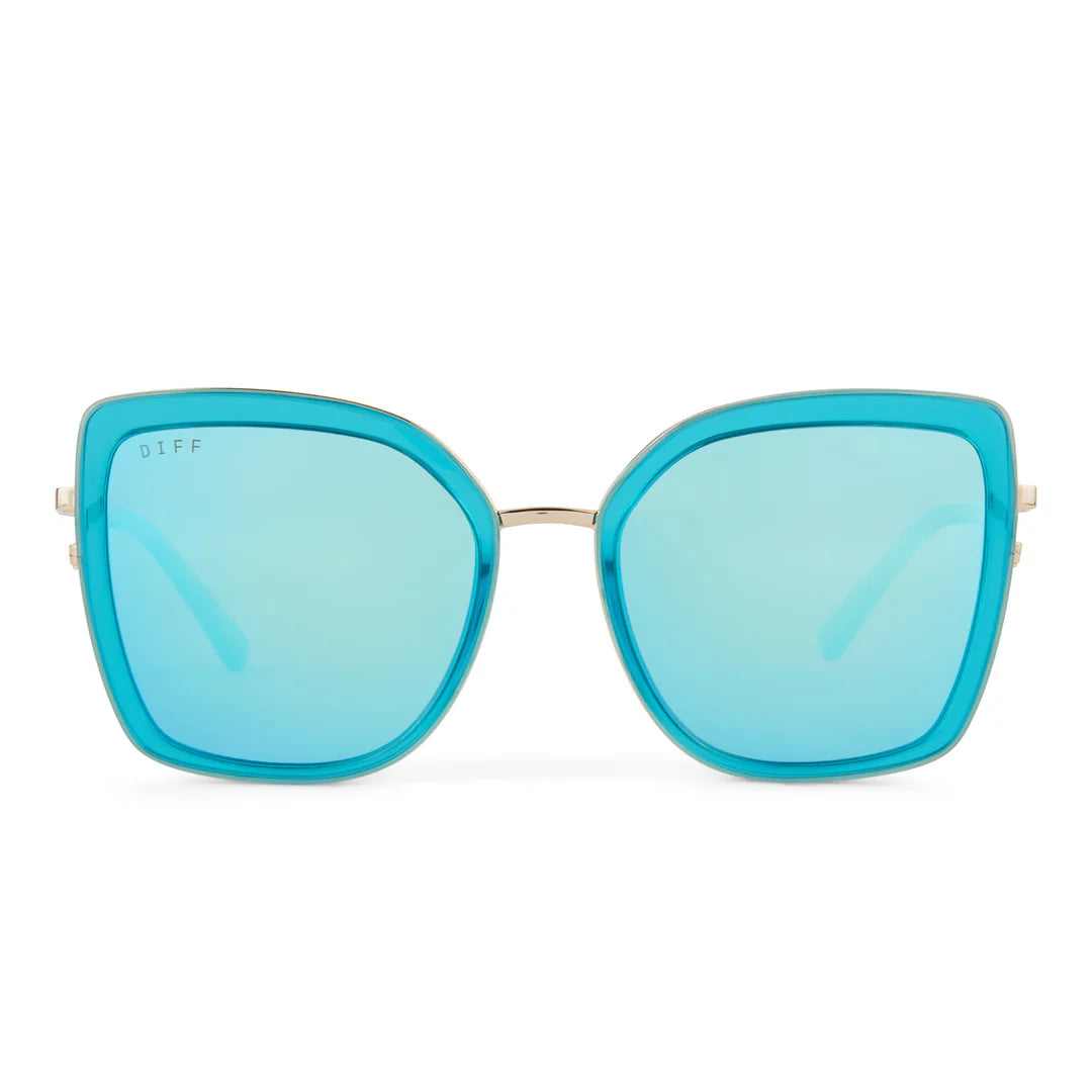 clarisse turquoise ice crystal + turquoise ice mirror sunglasses