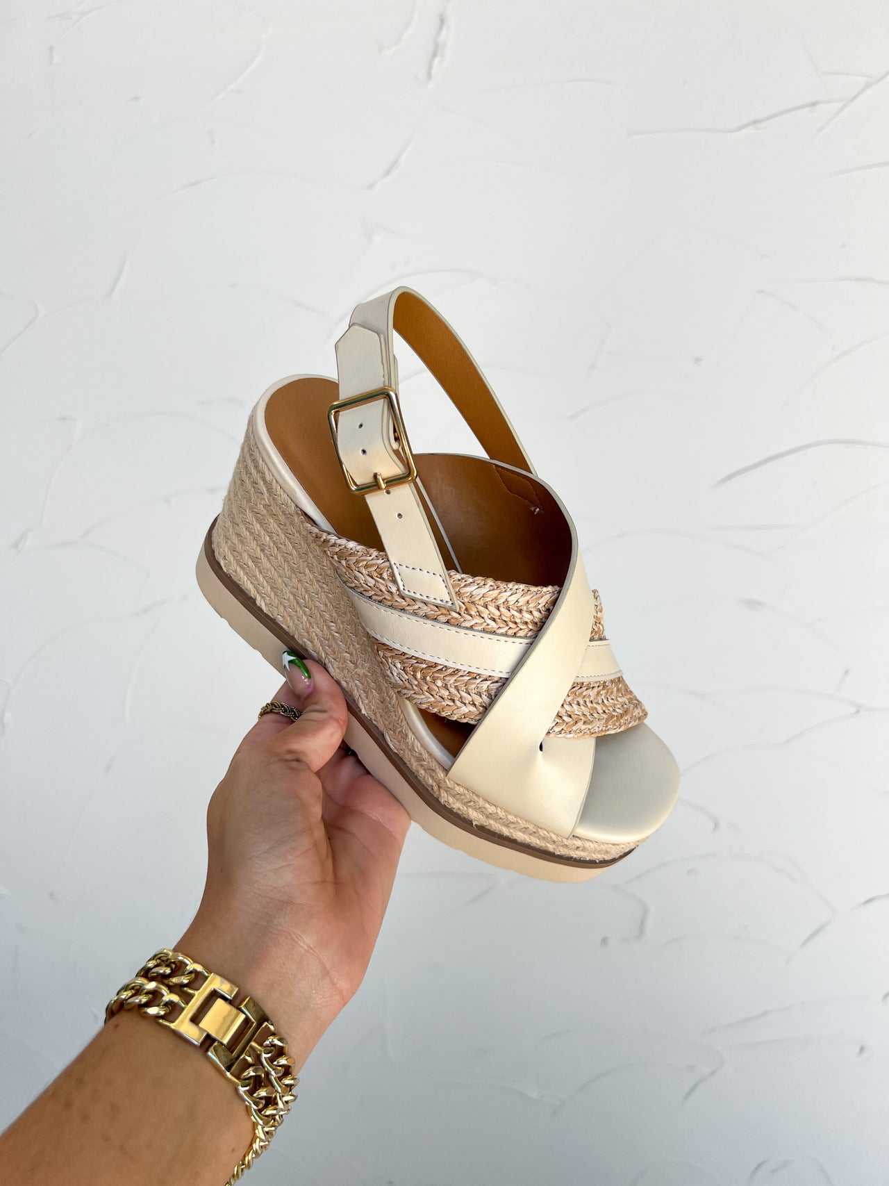 Almo Platform Wedges- Beige