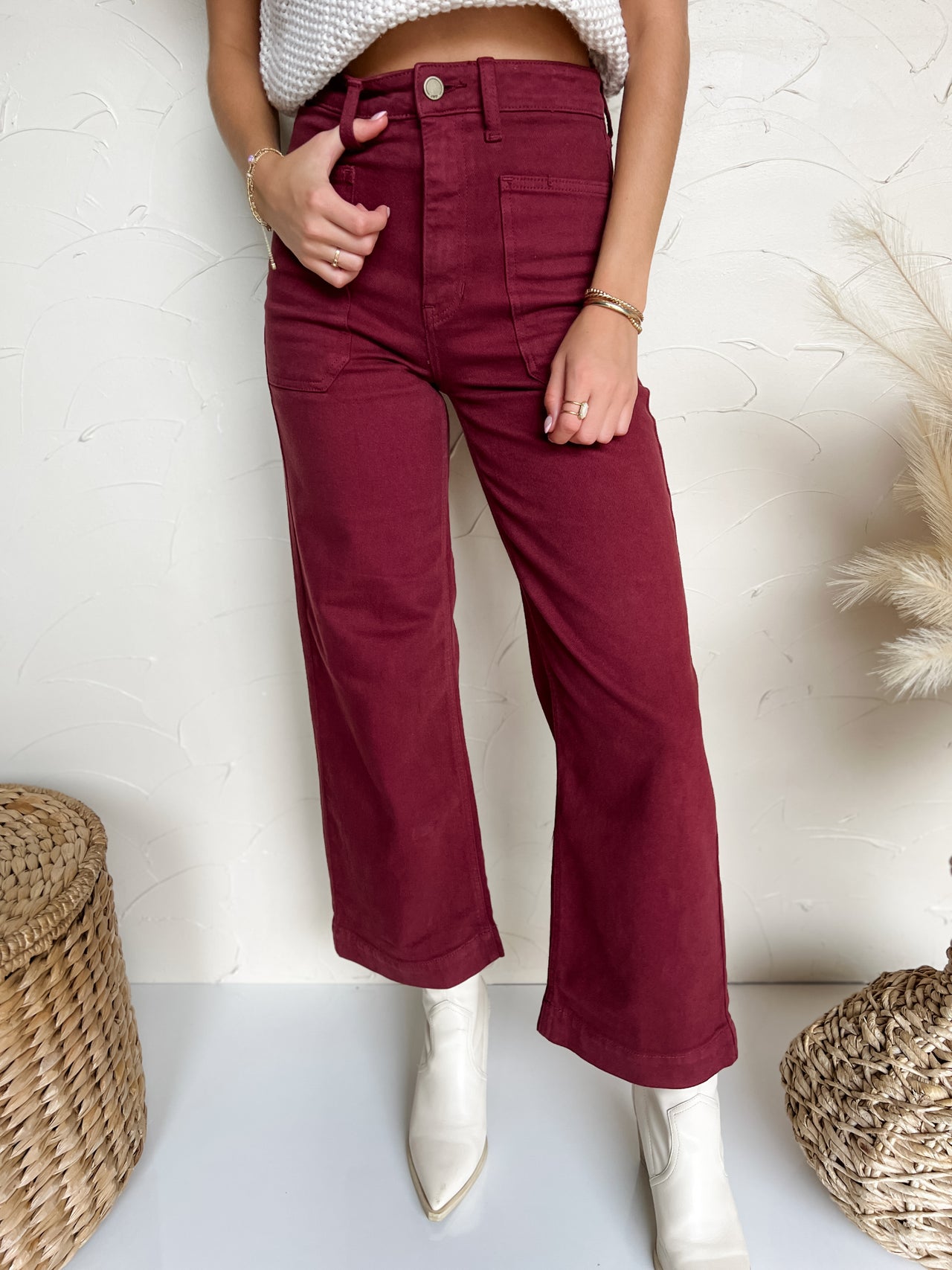 Be Mindful Utility Pant- Burgundy