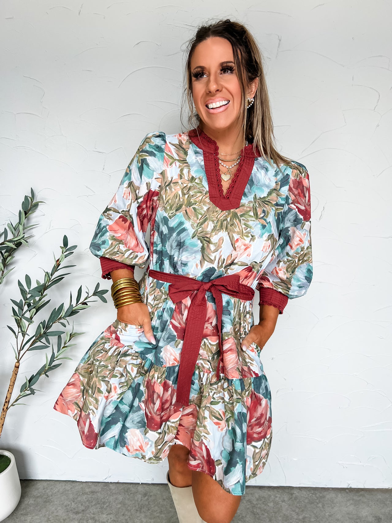 A Little Statement Floral Self Tie Dress