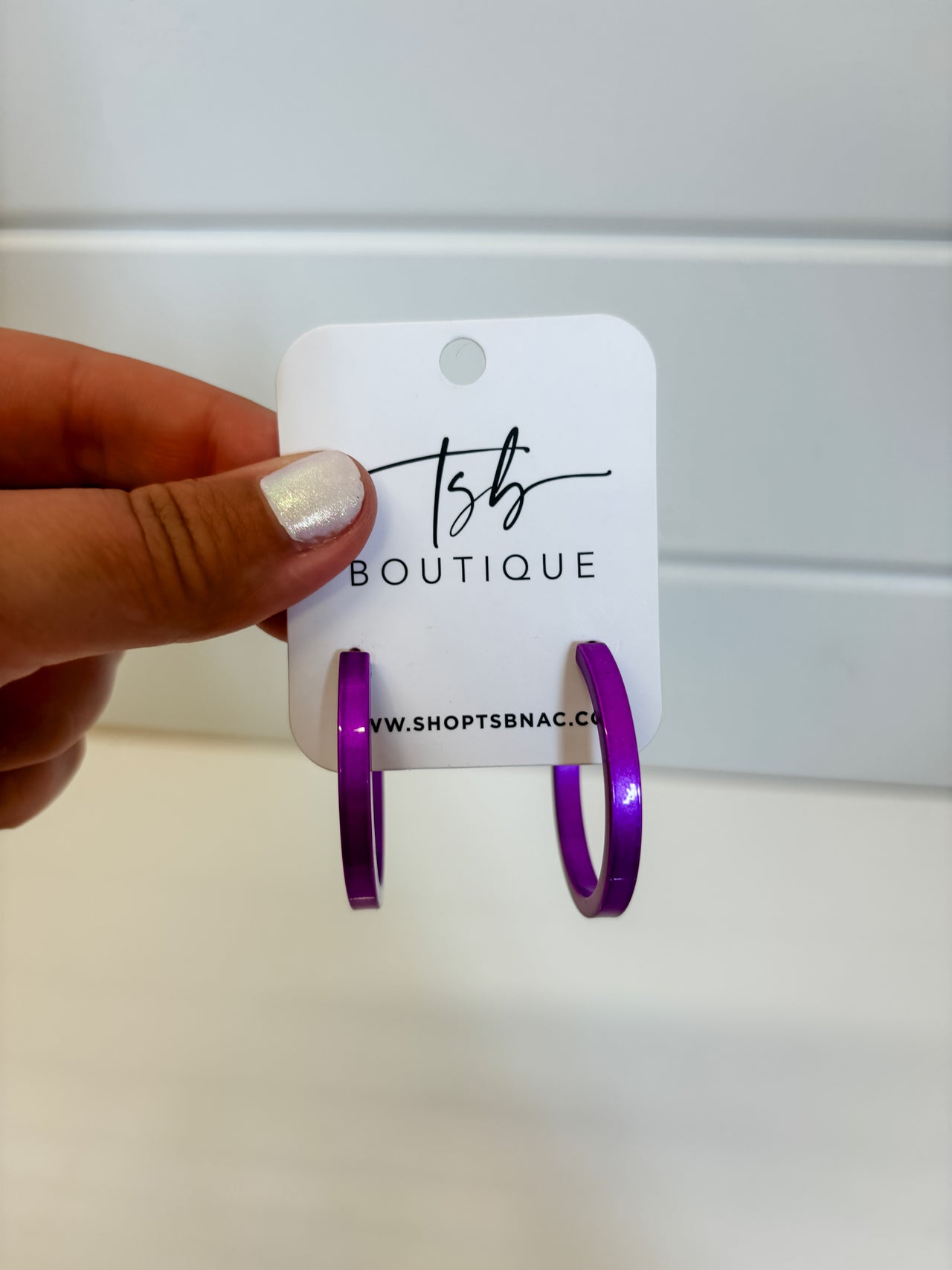 Purple Metal Hoop Earrings