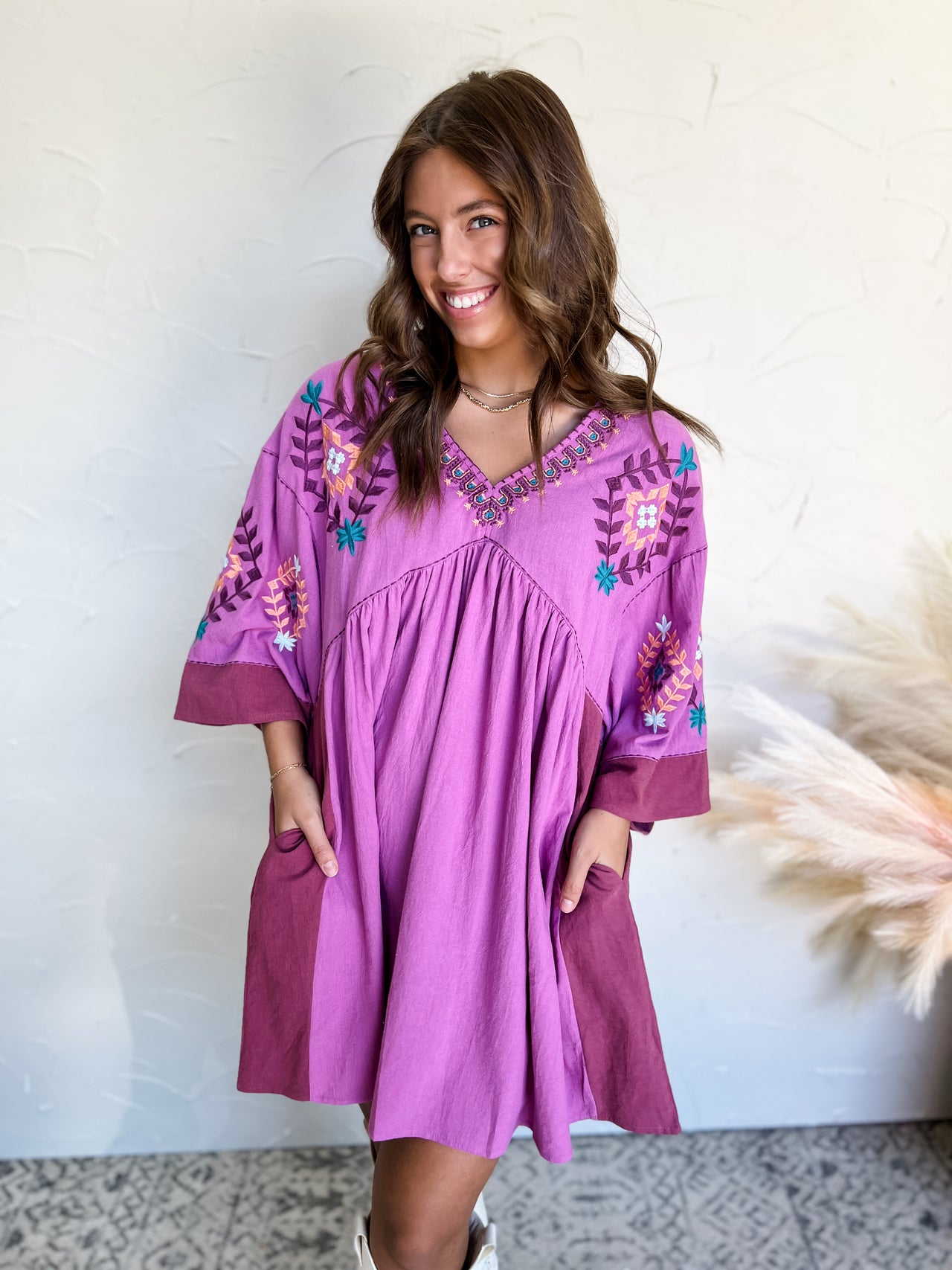 Bright New Me Embroidered Linen Dress