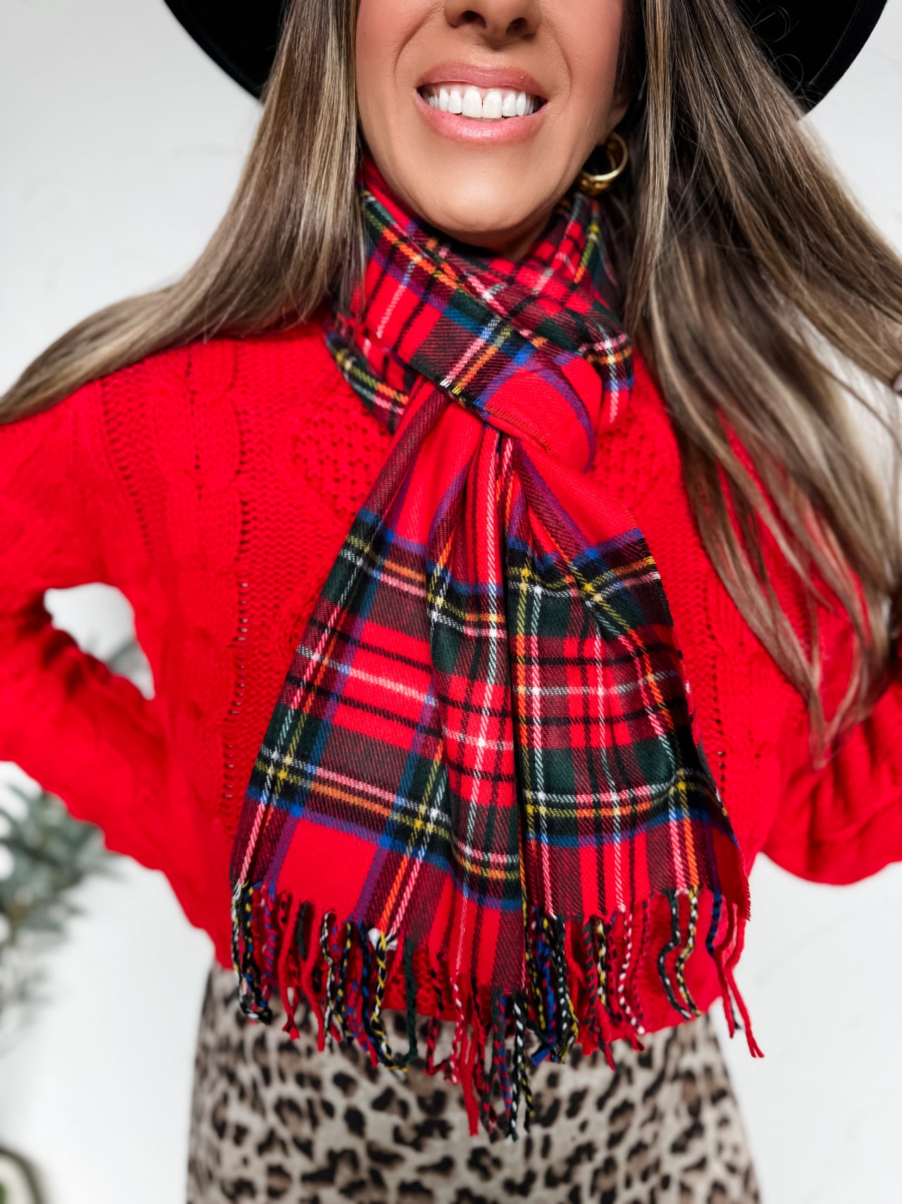 Elena Cashmere Plaid Scarf