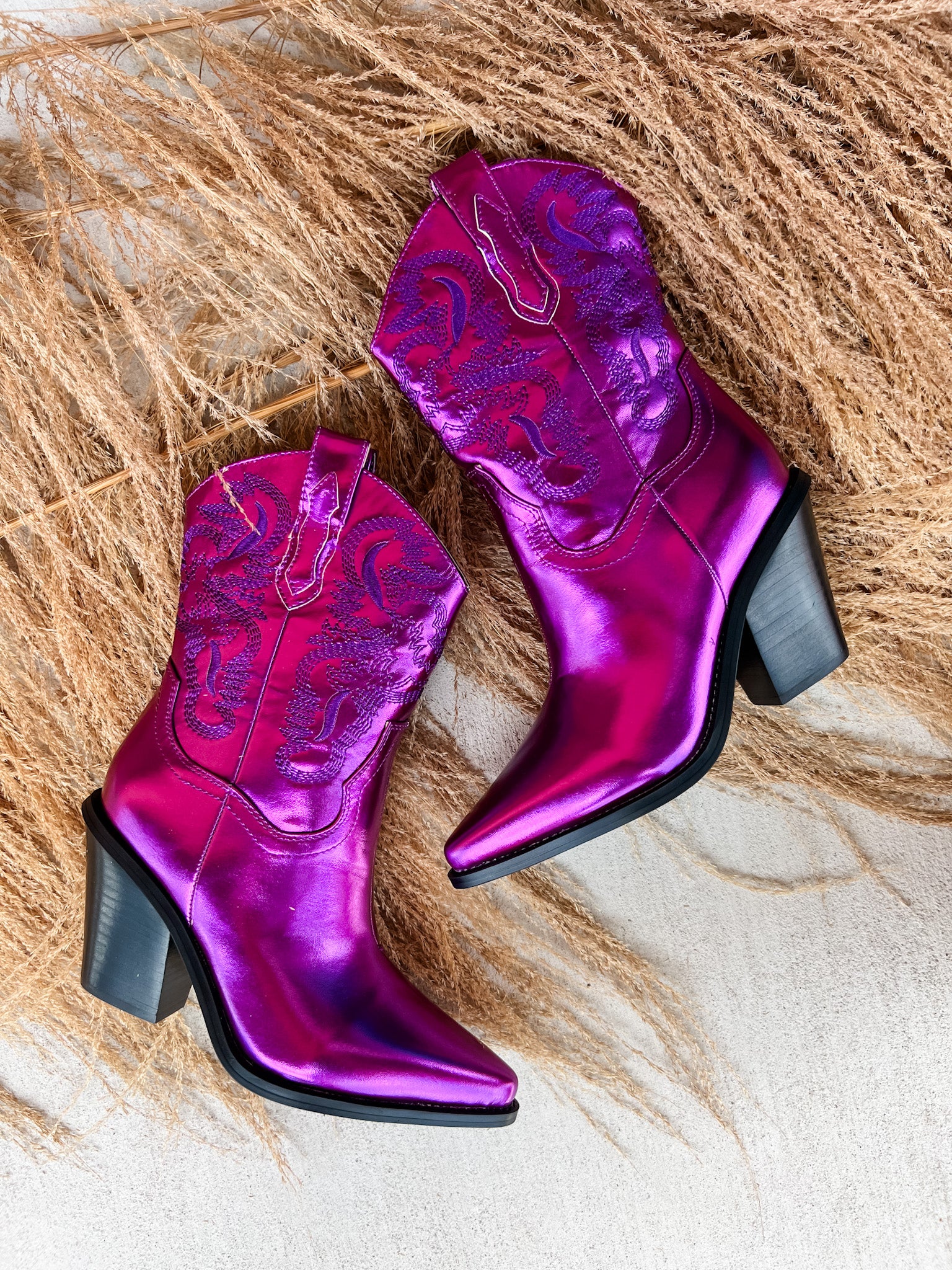 Metallic purple boots best sale