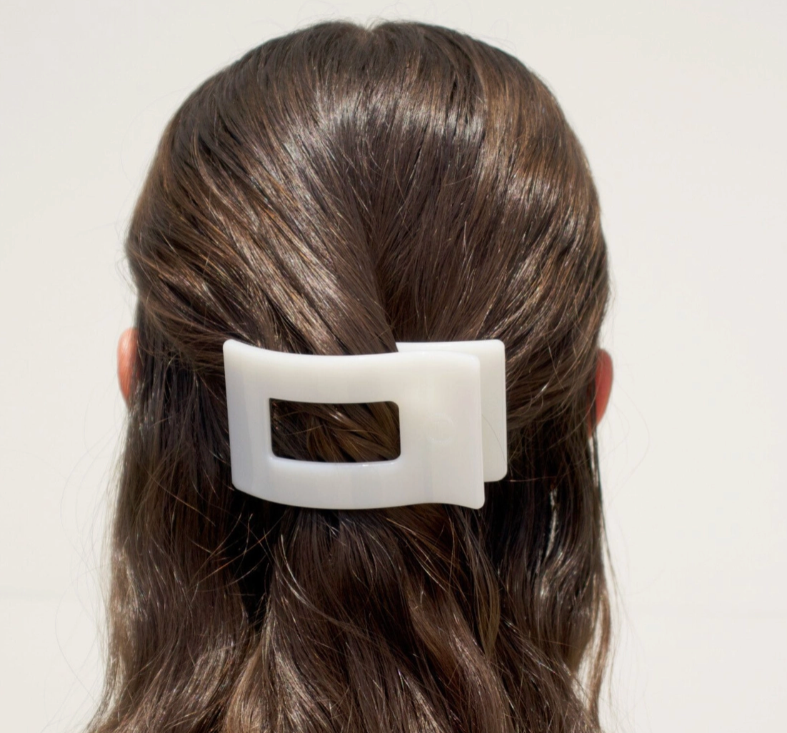 Coconut White Rectangle Hair Clip- Small