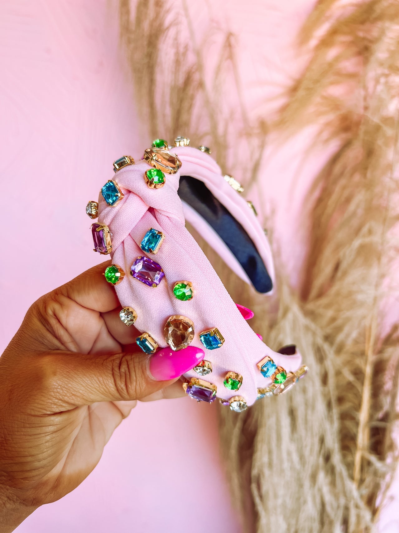 Candy Pop Rhinestone Headband- Pastel Pink